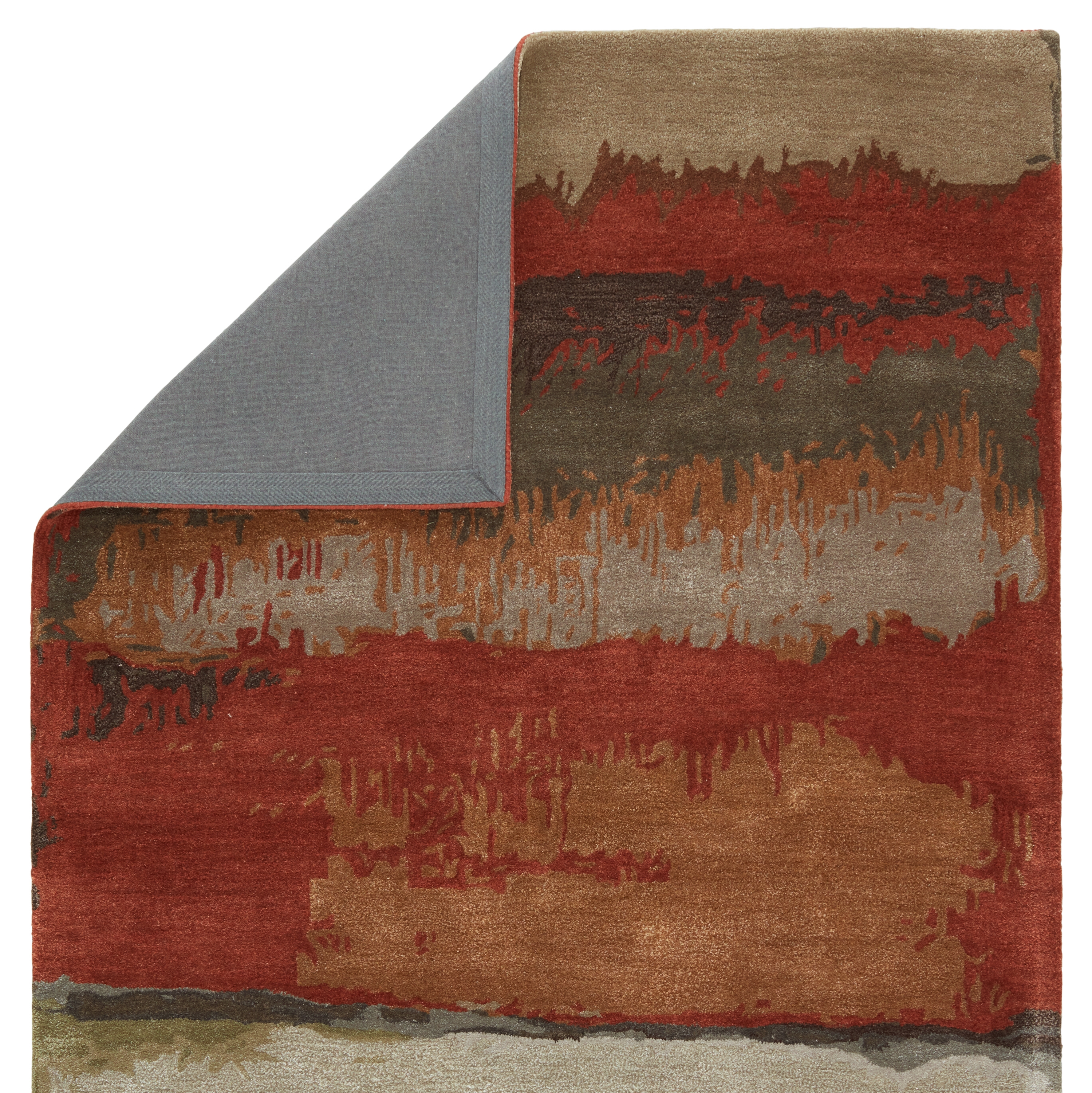 Juna Handmade Abstract Red/ Brown Area Rug (5'X8') - Image 2
