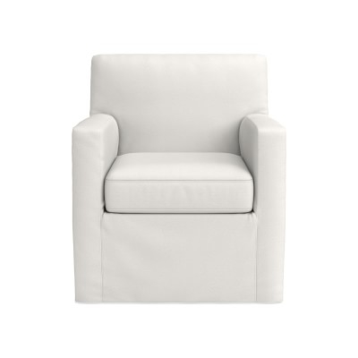 Brighton Slipcovered Chair, Standard Cushion, Performance Slub Weave, White - Image 0