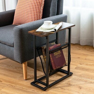 17 Stories 2pcs Industrial End Side Table Nightstand With Mesh Holder Rustic Brown - Image 0