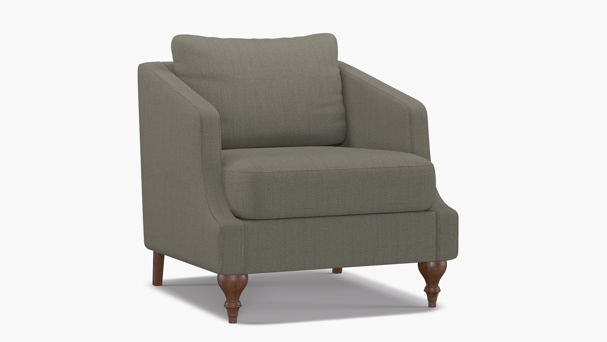 Slope Arm Chair, Putty Everyday Linen, Walnut Turned Wood Leg - Image 1