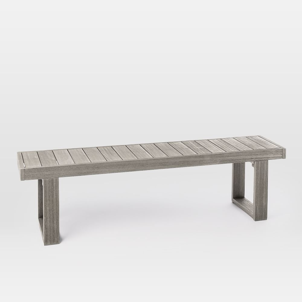 Portside Outdoor Dining Bench, 66", Weathered Gray - Image 0