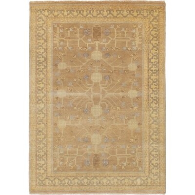 One-of-a-Kind Kaiya Hand-Knotted Beige 4' x 5'9" Wool Area Rug - Image 0