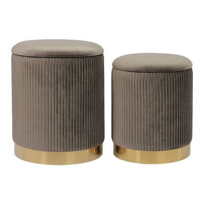 Cerra Velvet Round Storage Ottoman with Storage - Image 0