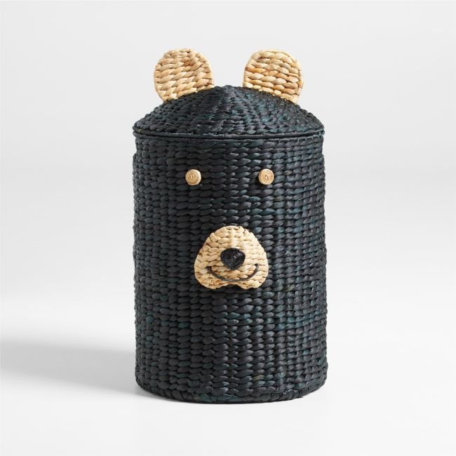 Black Bear Woven Kids Hamper with Handles - Image 0
