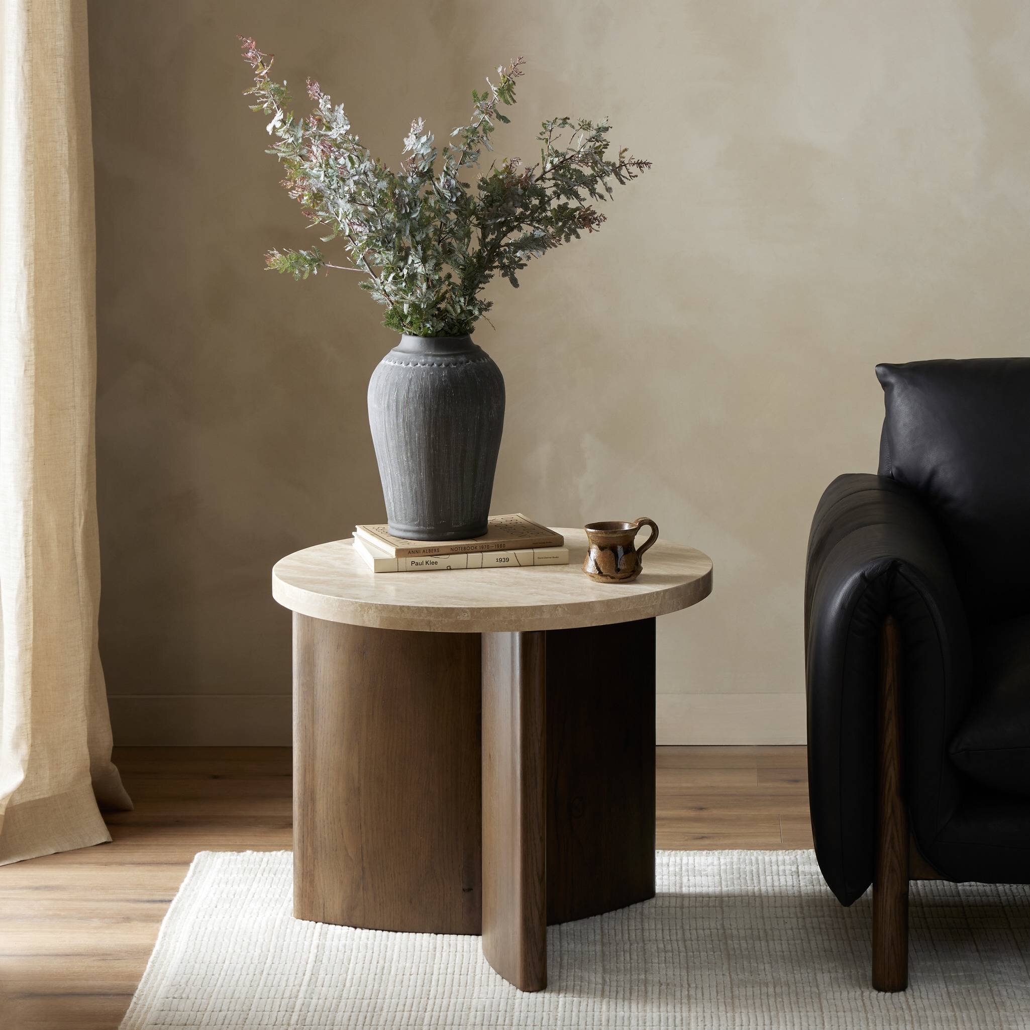 Toli End Table - Travertine - Image 7