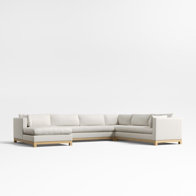 Pacific Wood Base 4-Piece L-Shaped Bench Sectional Sofa with Chaise Lounge - Image 0