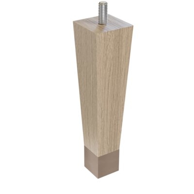6" Square Tapered White Oak Leg With 1" Brushed Aluminum Ferrule And Clear Finish (Pack Of 4) - Image 0