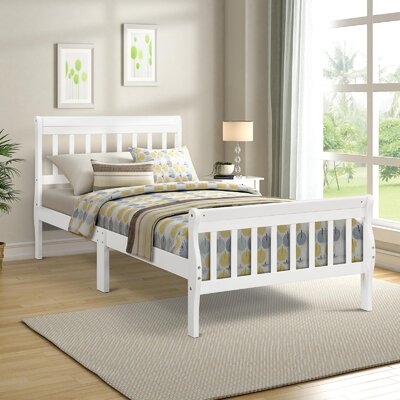 Katalina Wood Platform Bed Twin Bed Frame Panel Bed Mattress Foundation Sleigh Bed With Headboard - Image 0