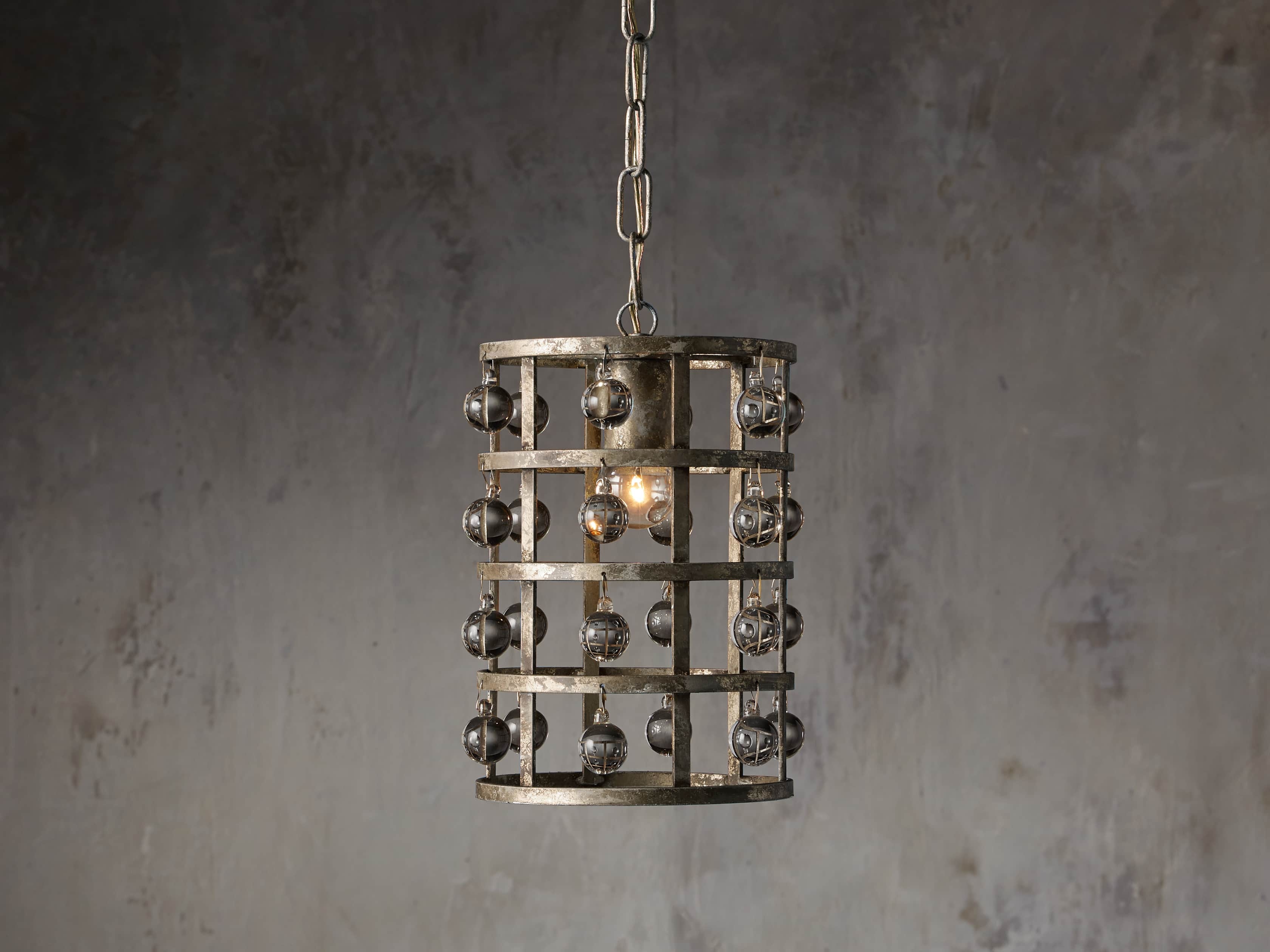 La Cage Pendant in Crystal 8" Silver  Clay  - Image 0