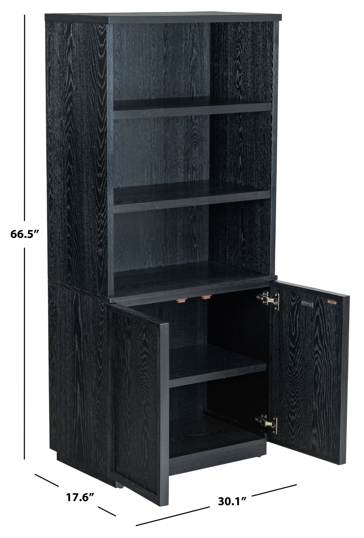 Zeus 4 Shelf Wood Bookcase - Black - Image 9