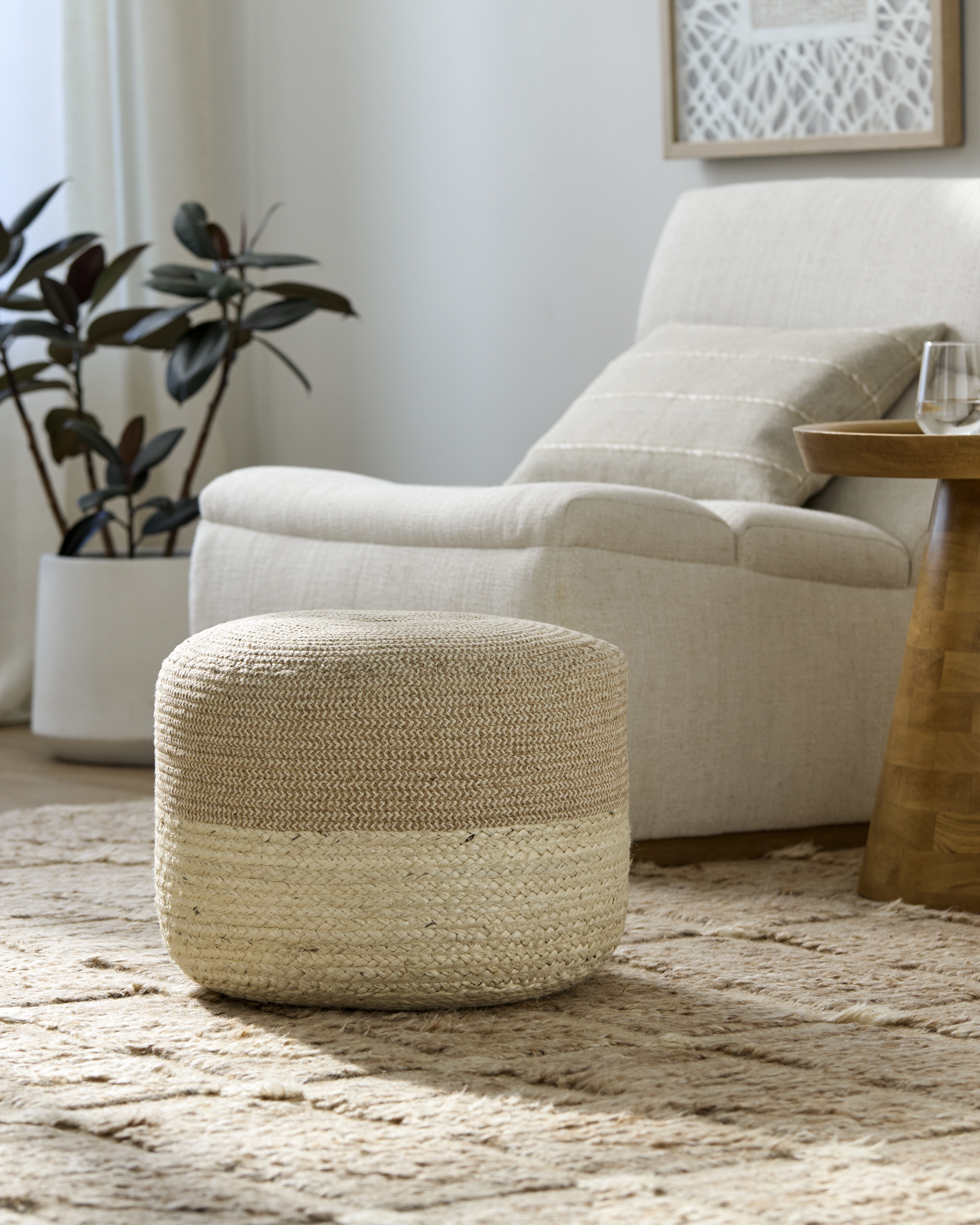 Barkley Woven Pouf - Image 1