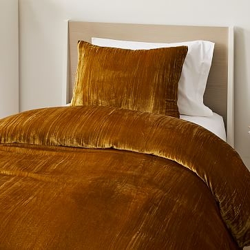 Lush Crinkle Velvet Duvet, Twin/Twin XL, Golden Oak - Image 0