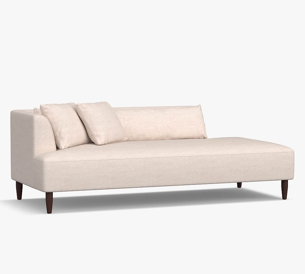 SoMa Palomar Upholstered Chaise Lounge, Polyester Wrapped Cushions, Performance Heathered Tweed Ivory - Image 0