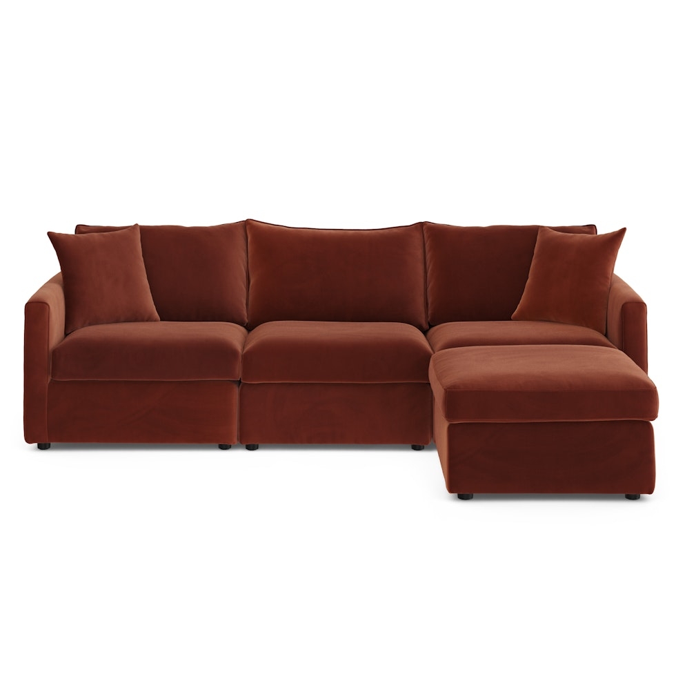 Lenae 104.5" Velvet Reversible Modular Sectional - Hale Rust - Image 2