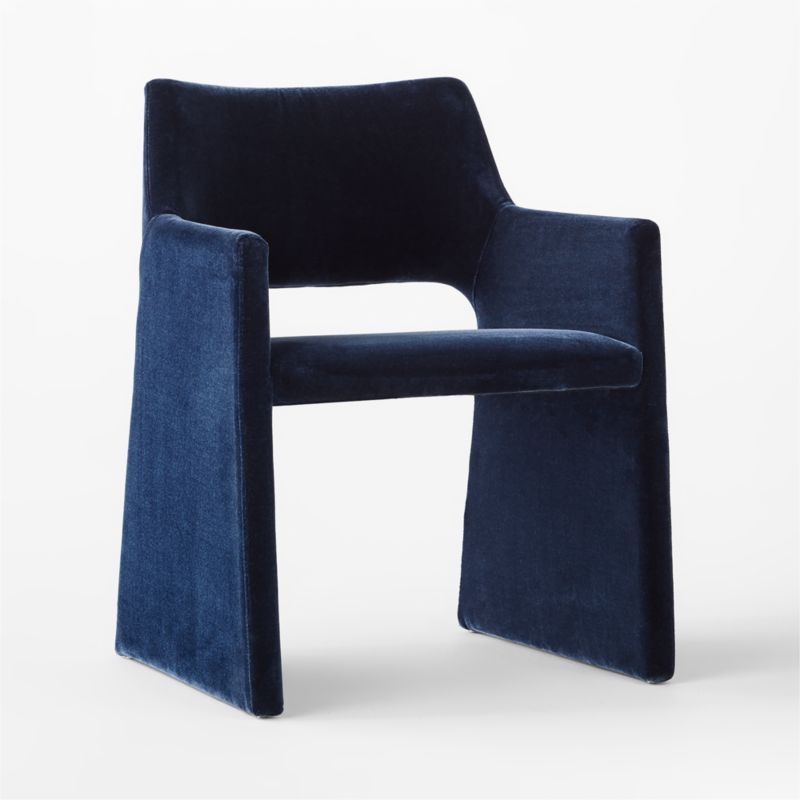 Foley Faux Mohair Navy Dining Armchair Set of 4 - Image 2