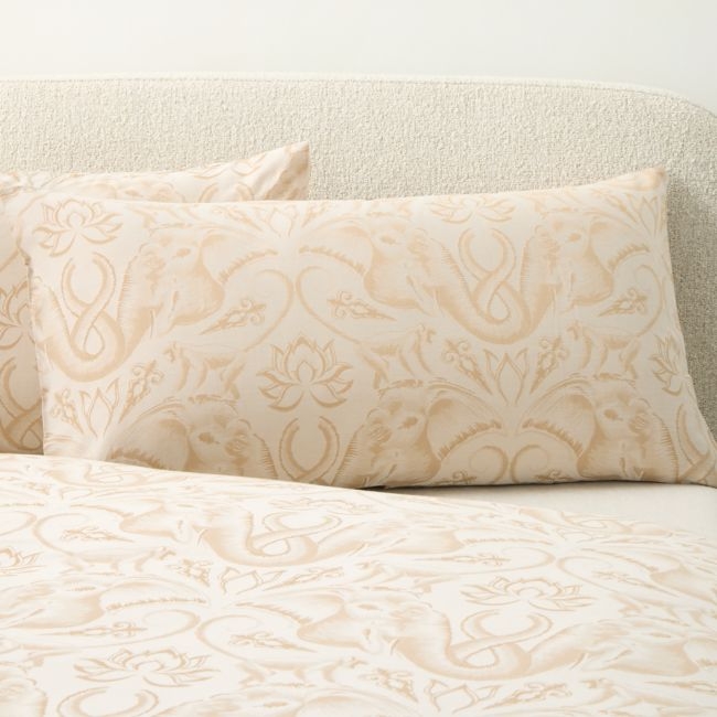Entwined Elephants Natural King Shams Set of 2 - The White Lotus - Image 0