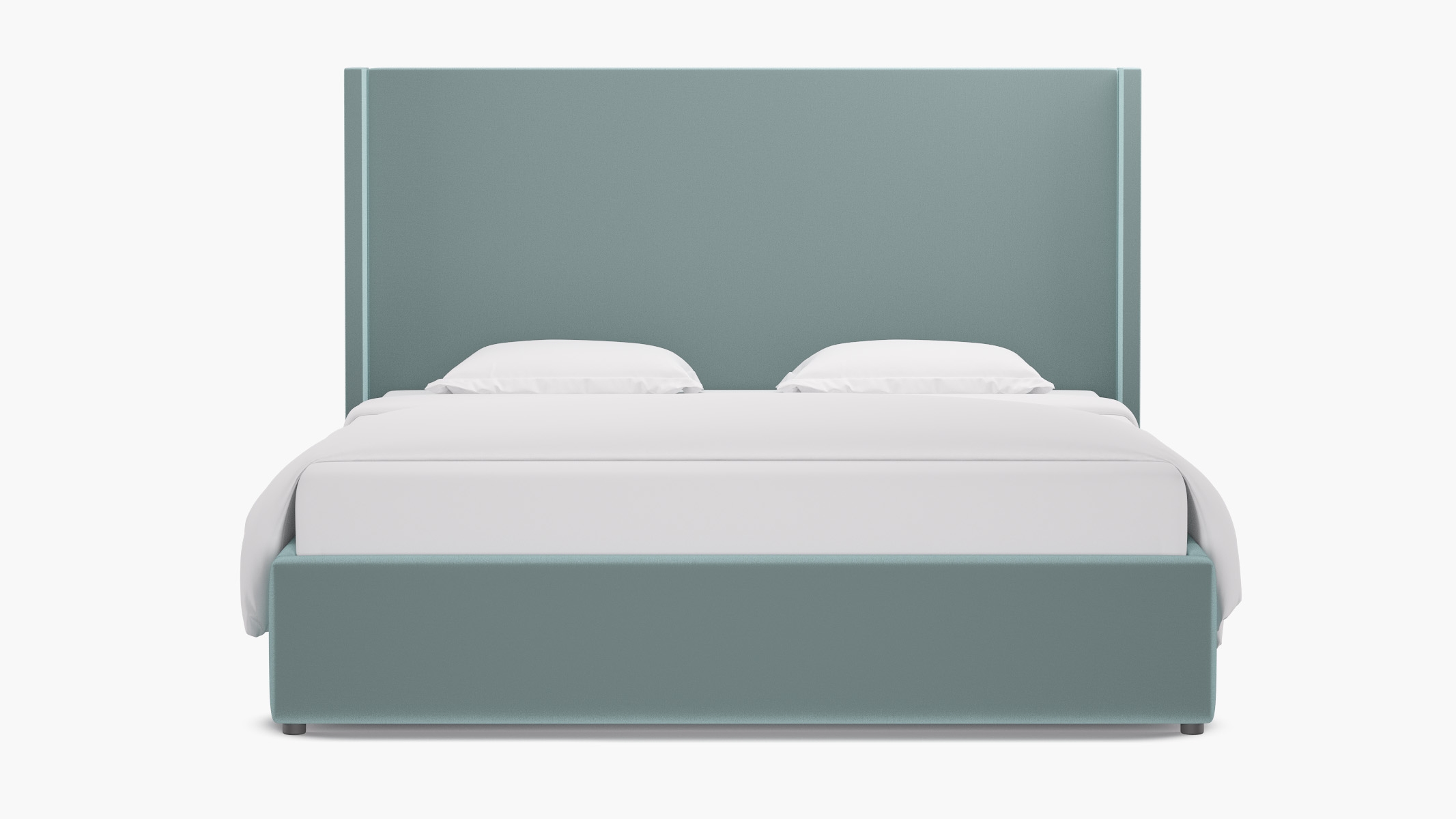 Modern Wingback Bed, Spa Performance Plush Velvet, King - Image 0