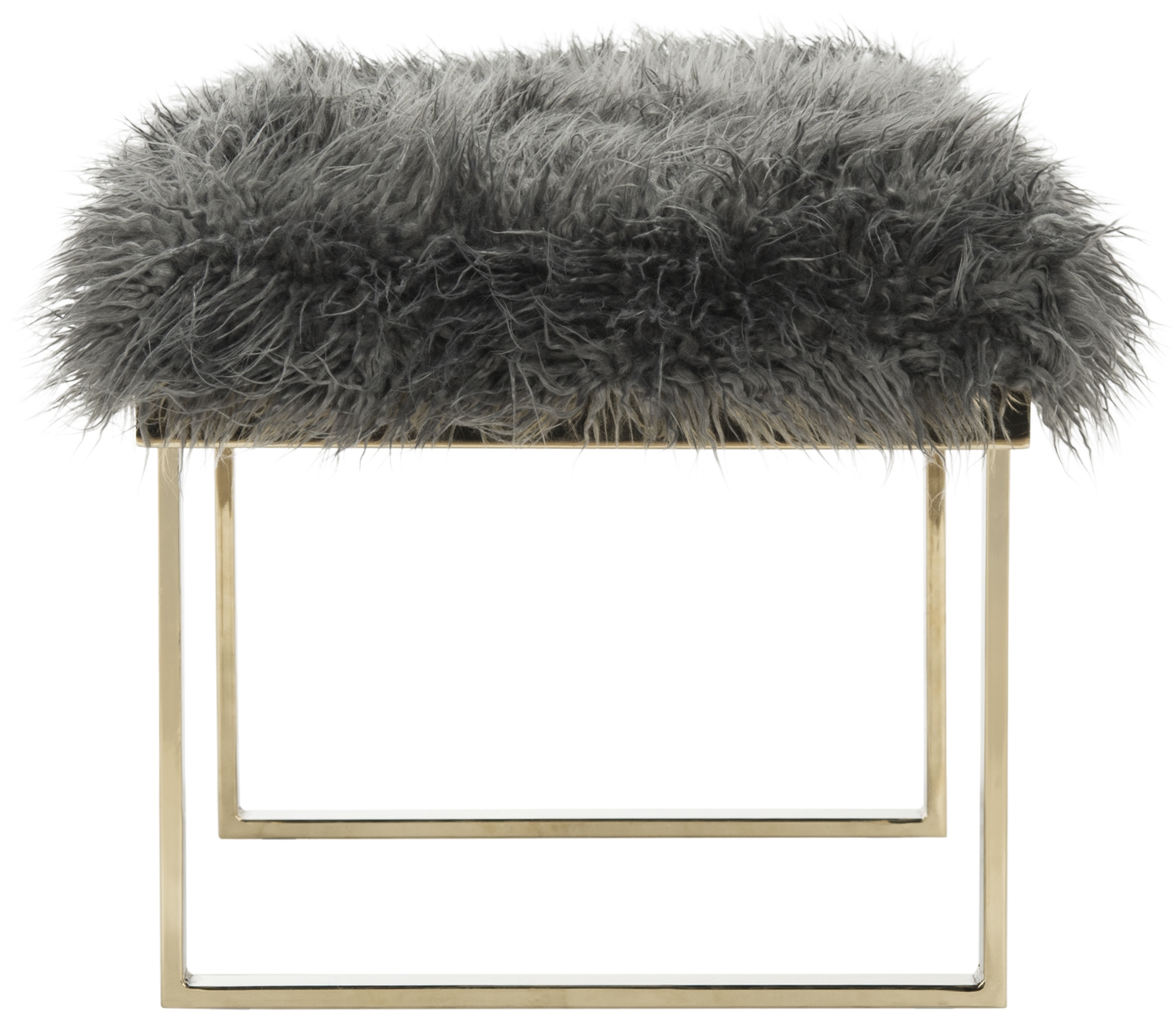 Maia Faux Sheepskin Bench - Grey - Safavieh - Image 3