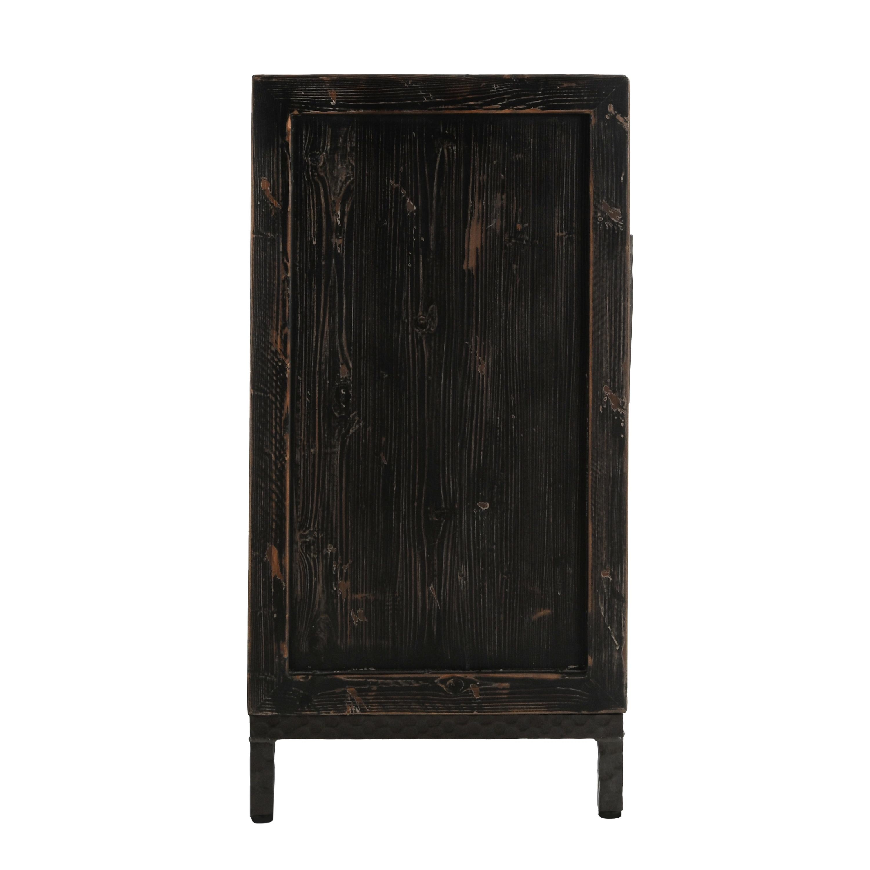 Lisbon Reclaimed Pine 6Dr Cabinet Weathered Black/Travertine - Image 2