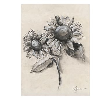 Charcoal Sunflower with Stem Unframed Art Insert - Image 0