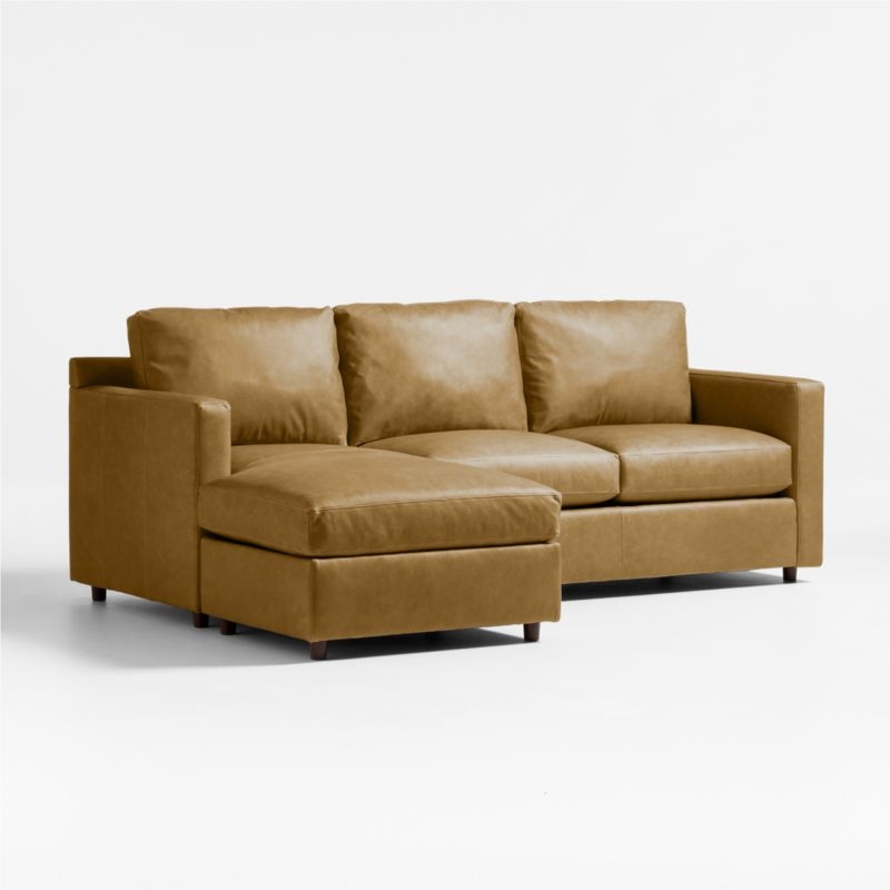 Barrett II 91" Leather Left-Arm Storage Chaise Lounge Sectional Sofa - Image 1