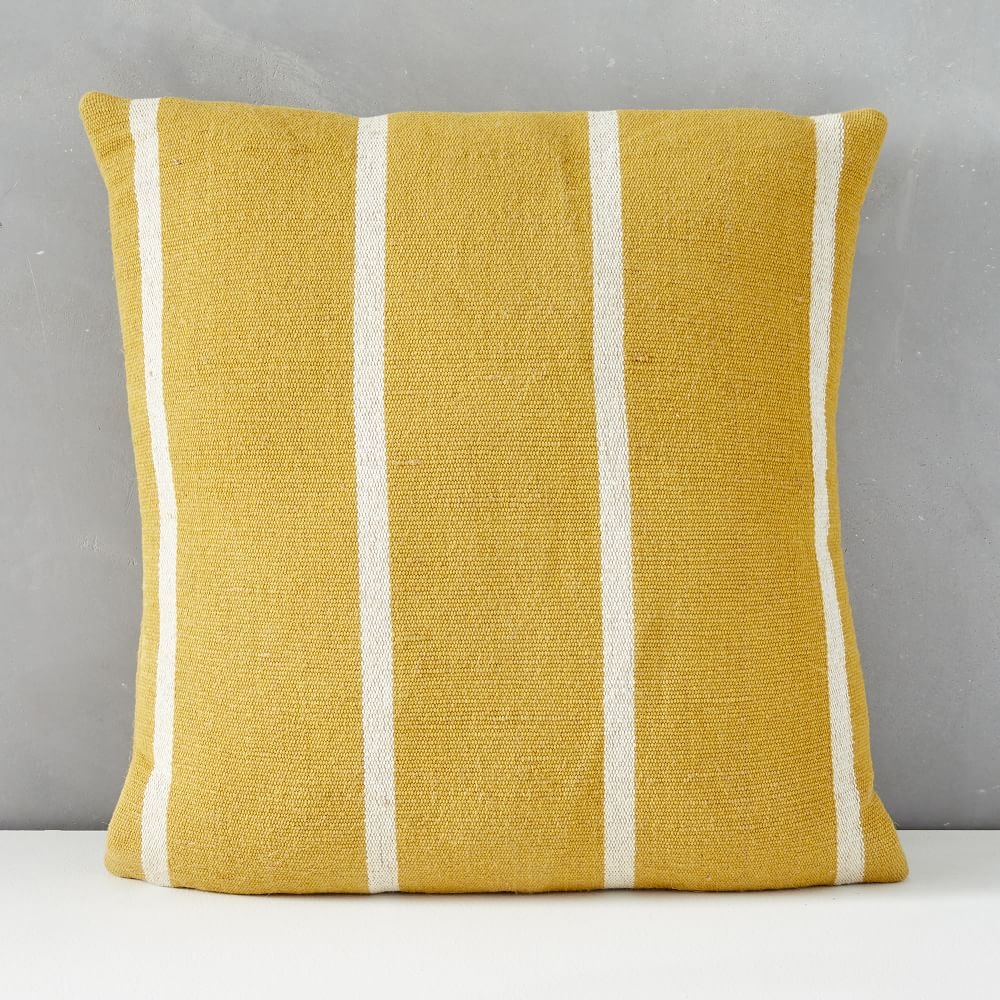 Outdoor Simple Stripe Pillow, 20"x20", Dark Horseradish - Image 0