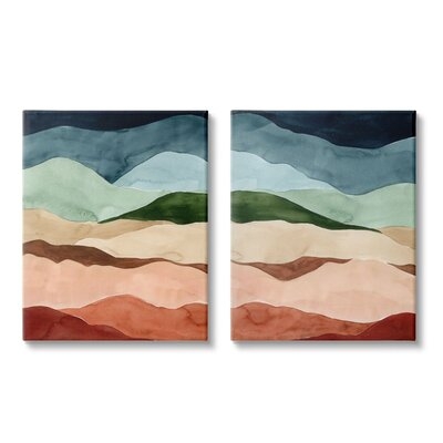 Abstract Mountain Range Landscape Blue Green Brown by Grace Popp - Graphic Art - Image 0