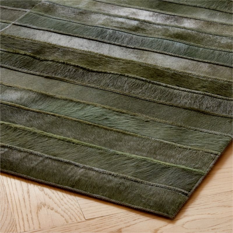 Camilia Patchwork Dark Green Hide Area Rug 5'x8' - Image 1