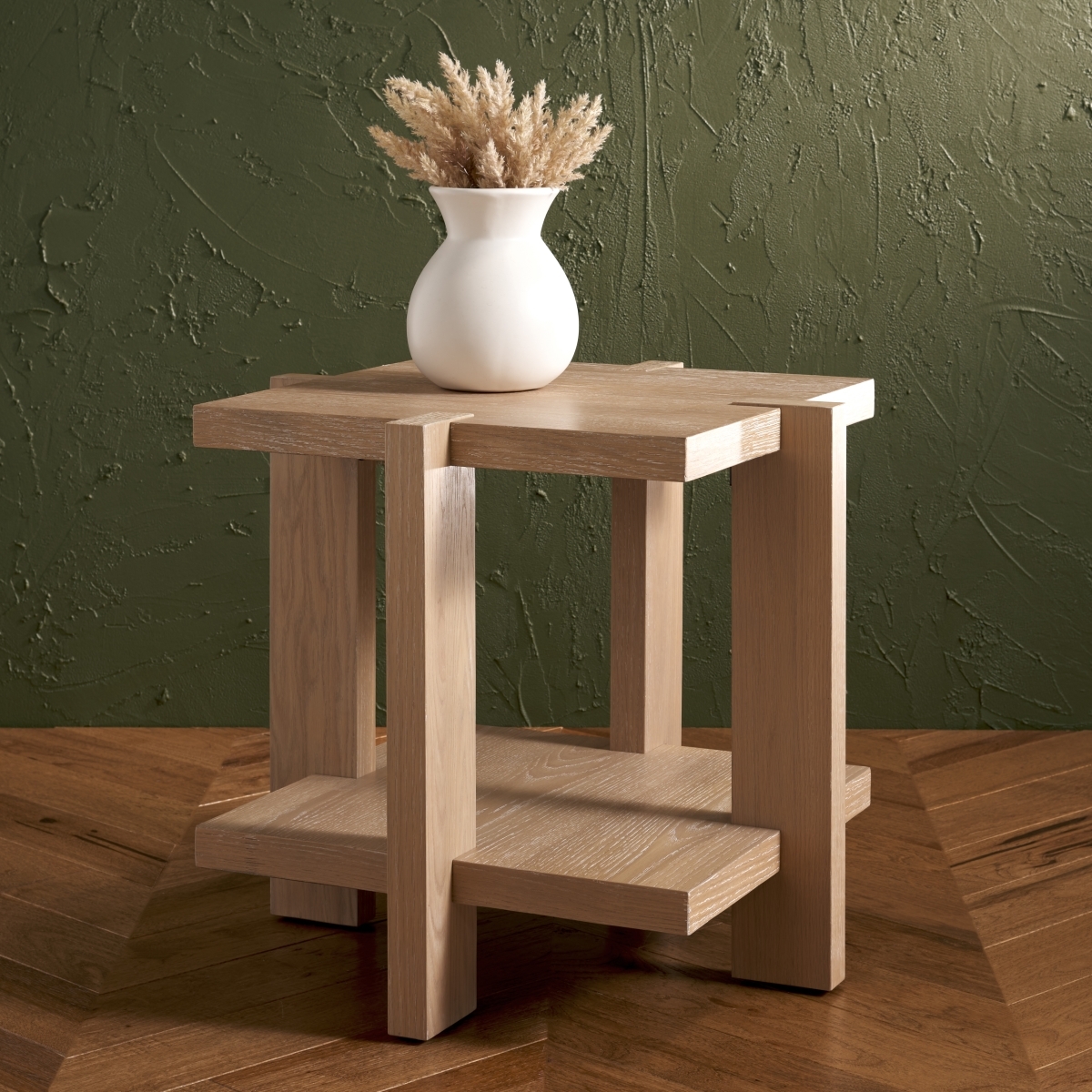 Quigley Square Wood Accent Table - Weathered Grey - Image 1