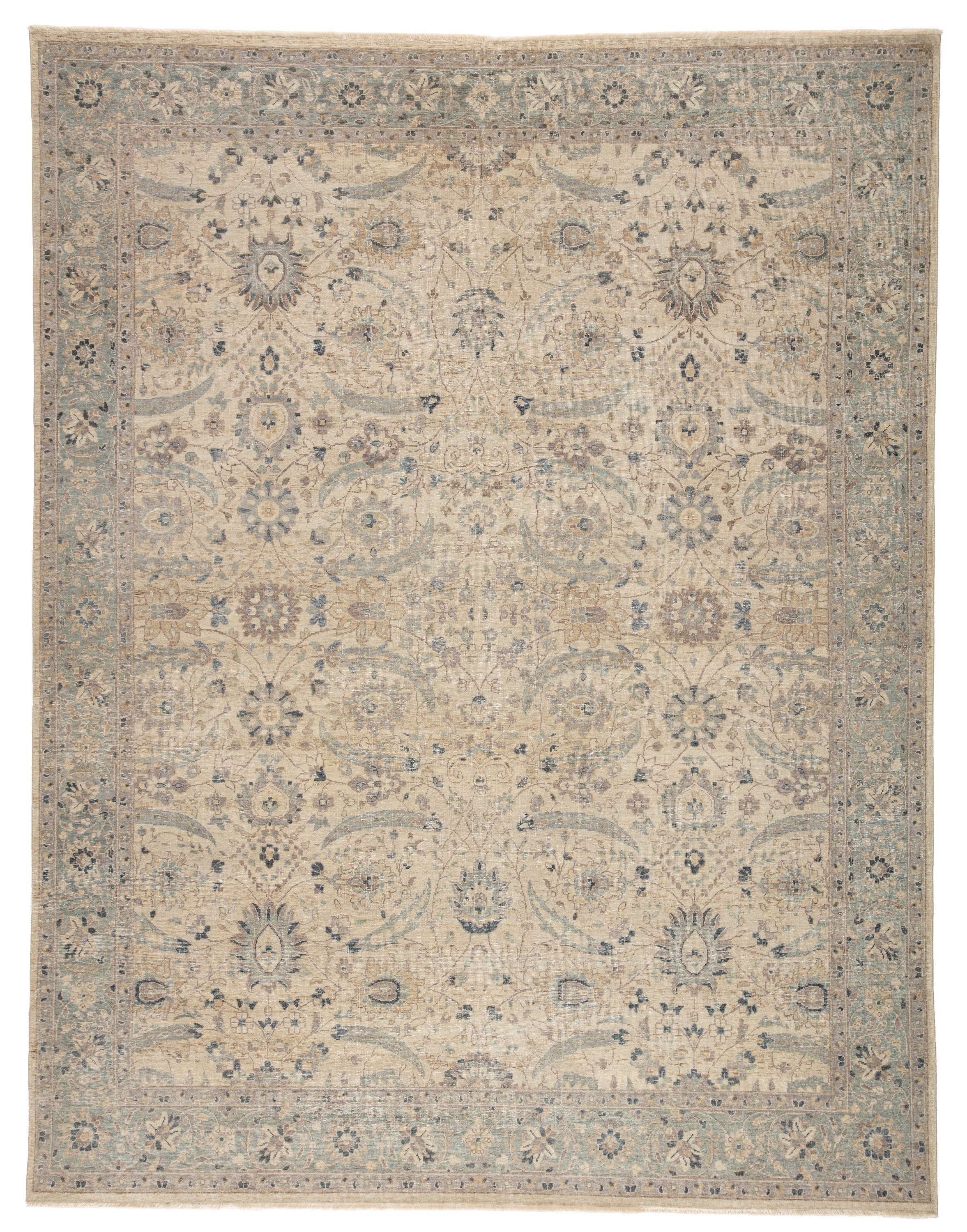 Merey Hand-Knotted Oriental Gray/ Beige Area Rug (9'X12') - Image 0