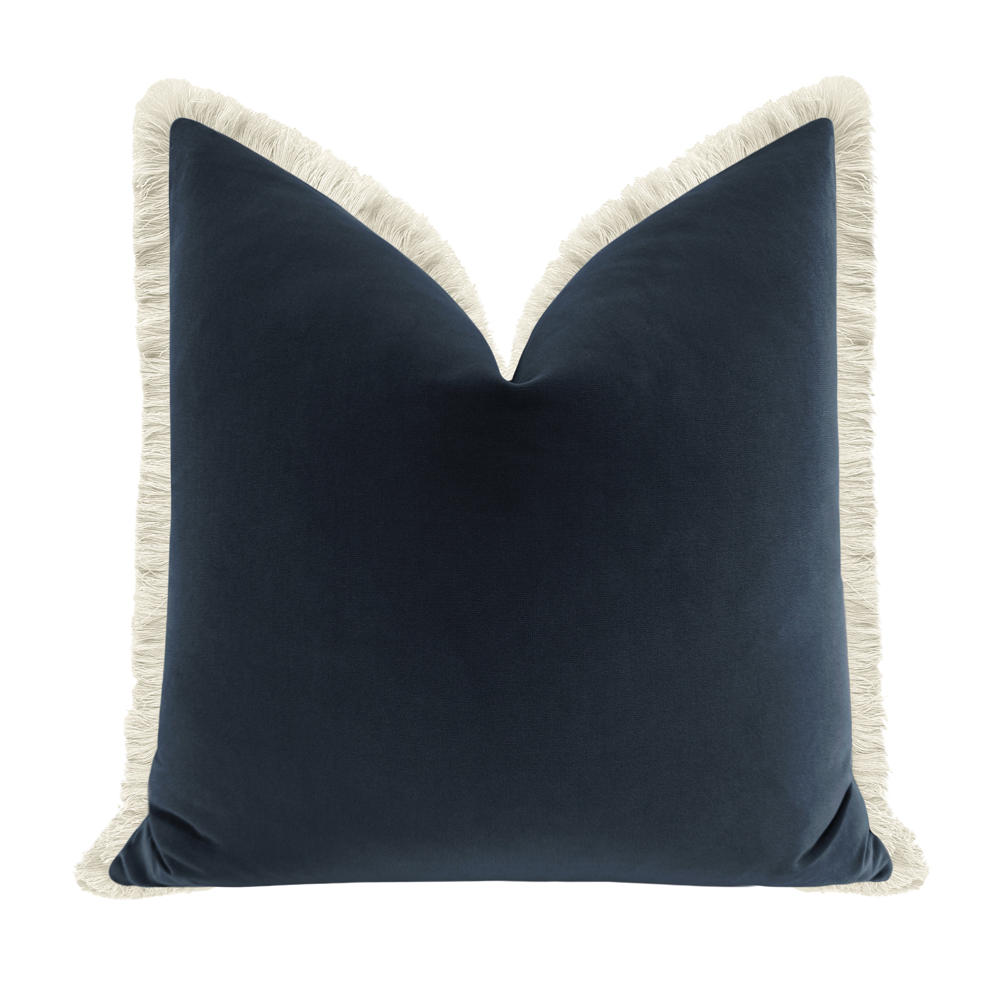 SIGNATURE VELVET // PRUSSIAN BLUE + FRINGE - 14" X 36" / Natural Fringe - Image 2