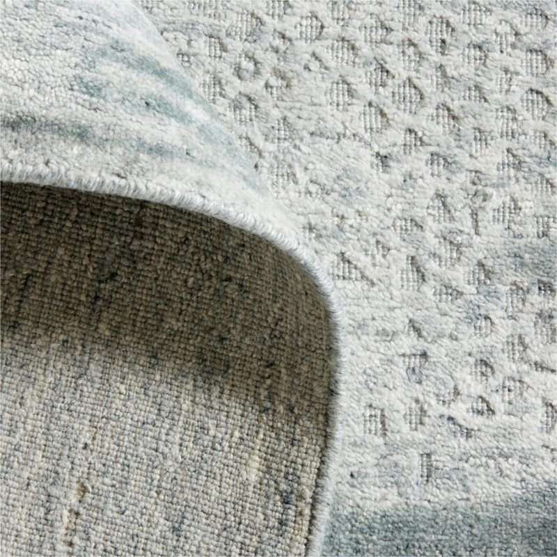 Milano Wool and Viscose Hand-Knotted Turquoise Blue Area Rug 12'x15' - Image 1