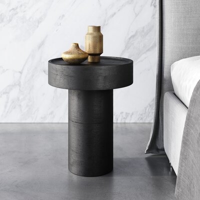 Solid Wood End Table, Black - Image 1