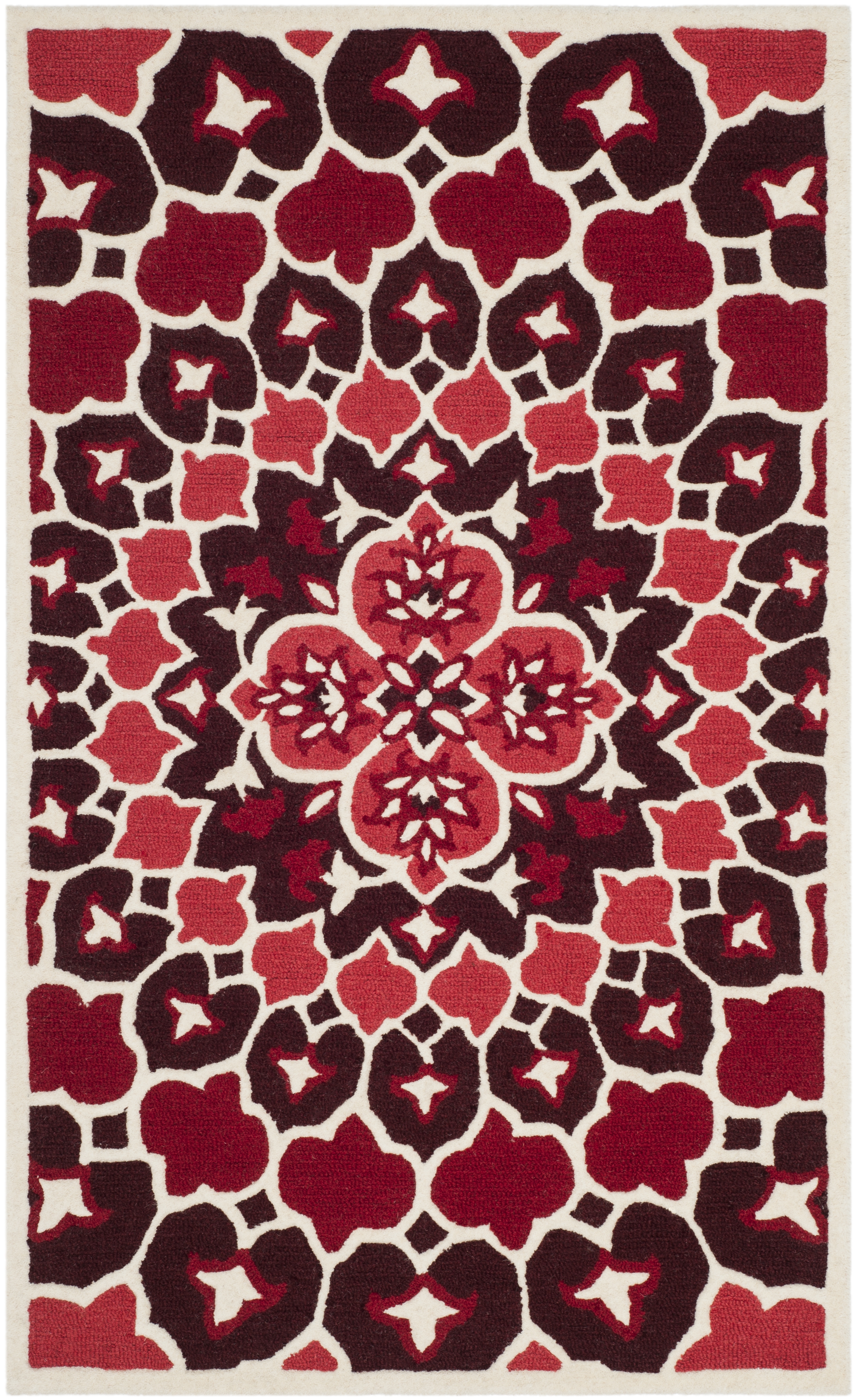 Arlo Home Hand Tufted Area Rug, BLG610K, Red/Ivory,  3' X 5' - Image 0