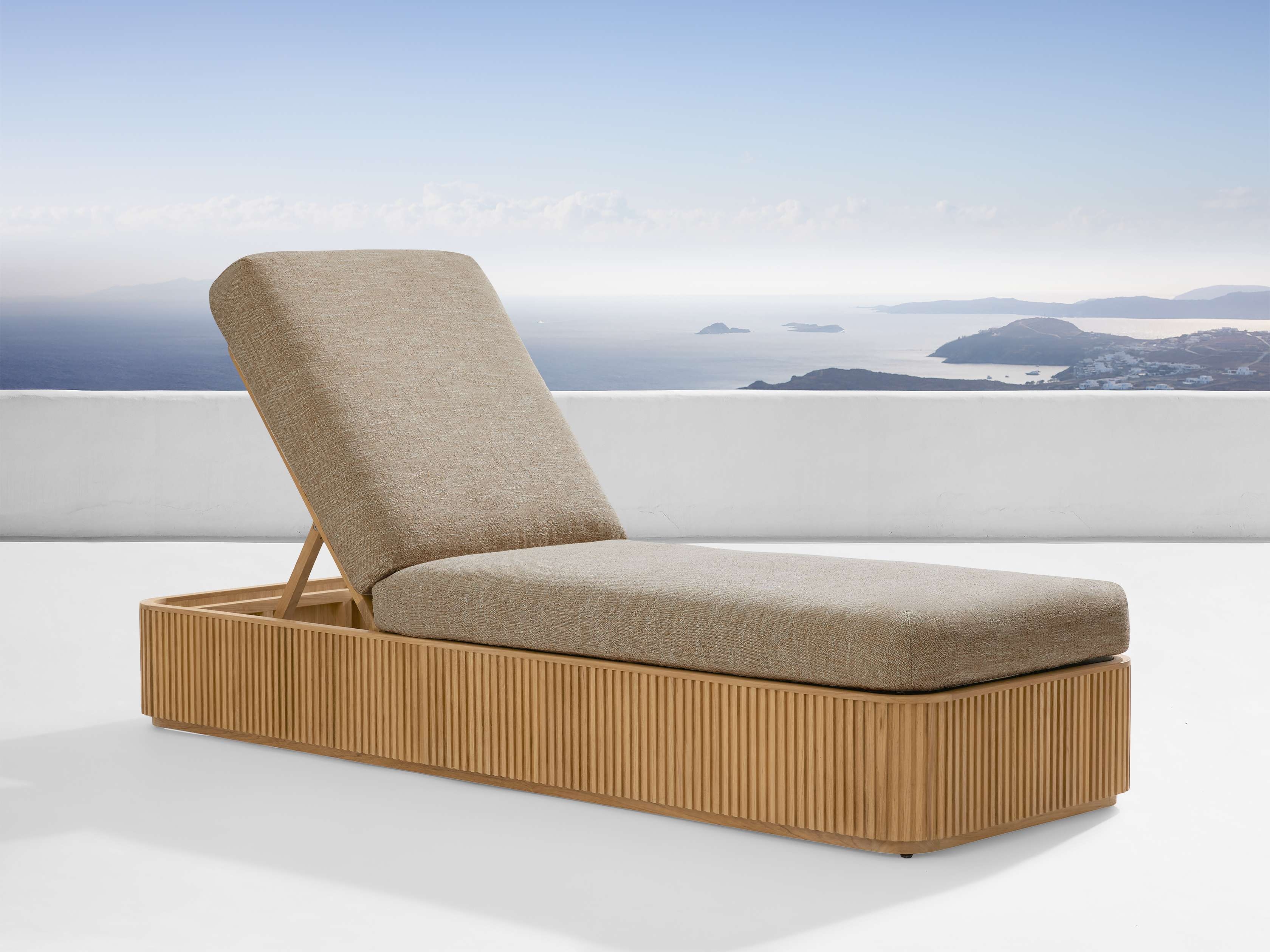 Beaumont Outdoor Chaise Teak in Natural  Priano Malt - Image 0