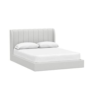 OPEN BOX: Avalon Upholstered Platform Bed, Twin, Brushed Crossweave, Light Gray - Image 0
