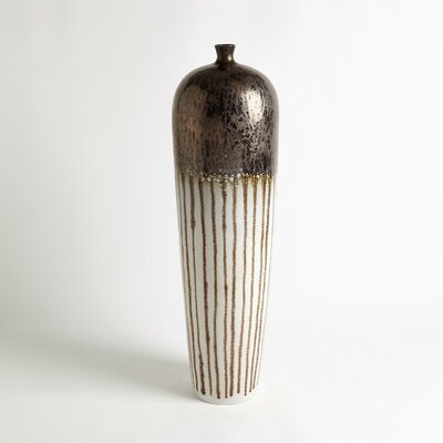 Brown/White 30" Porcelain Floor Vase - Image 0