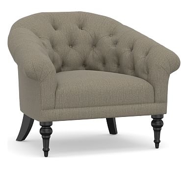 Adeline Upholstered Armchair, Polyester Wrapped Cushions, Chenille Basketweave Taupe - Image 0