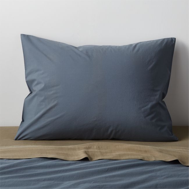 Cozy Cloud Slate Blue Washed Organic Cotton Kids Pillow Sham - Image 0