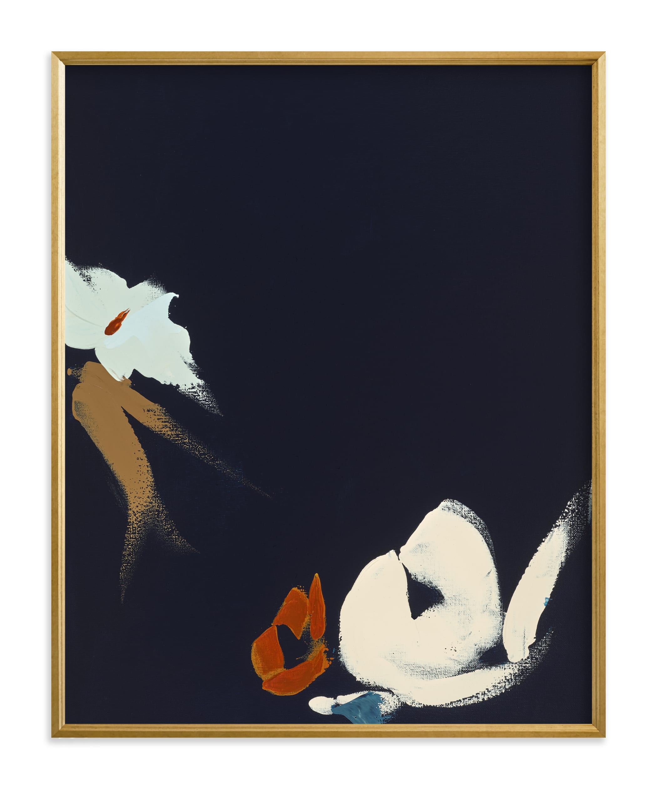 Abstract Botanical Navy Shadows #1 Art Print - Image 0