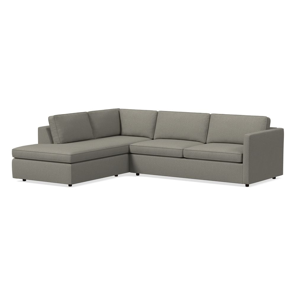 Harris 112" Left Multi-Seat Sleeper Sectional w/ Bumper Chaise, Performance Basketweave, Silver - Image 0