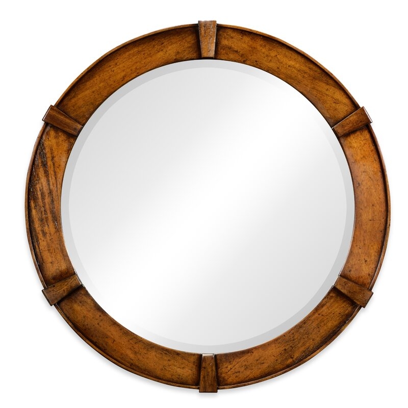 Jonathan Charles Fine Furniture Round Contemporary Accent Mirror Finish: Country Farmhouse Walnut - Image 0