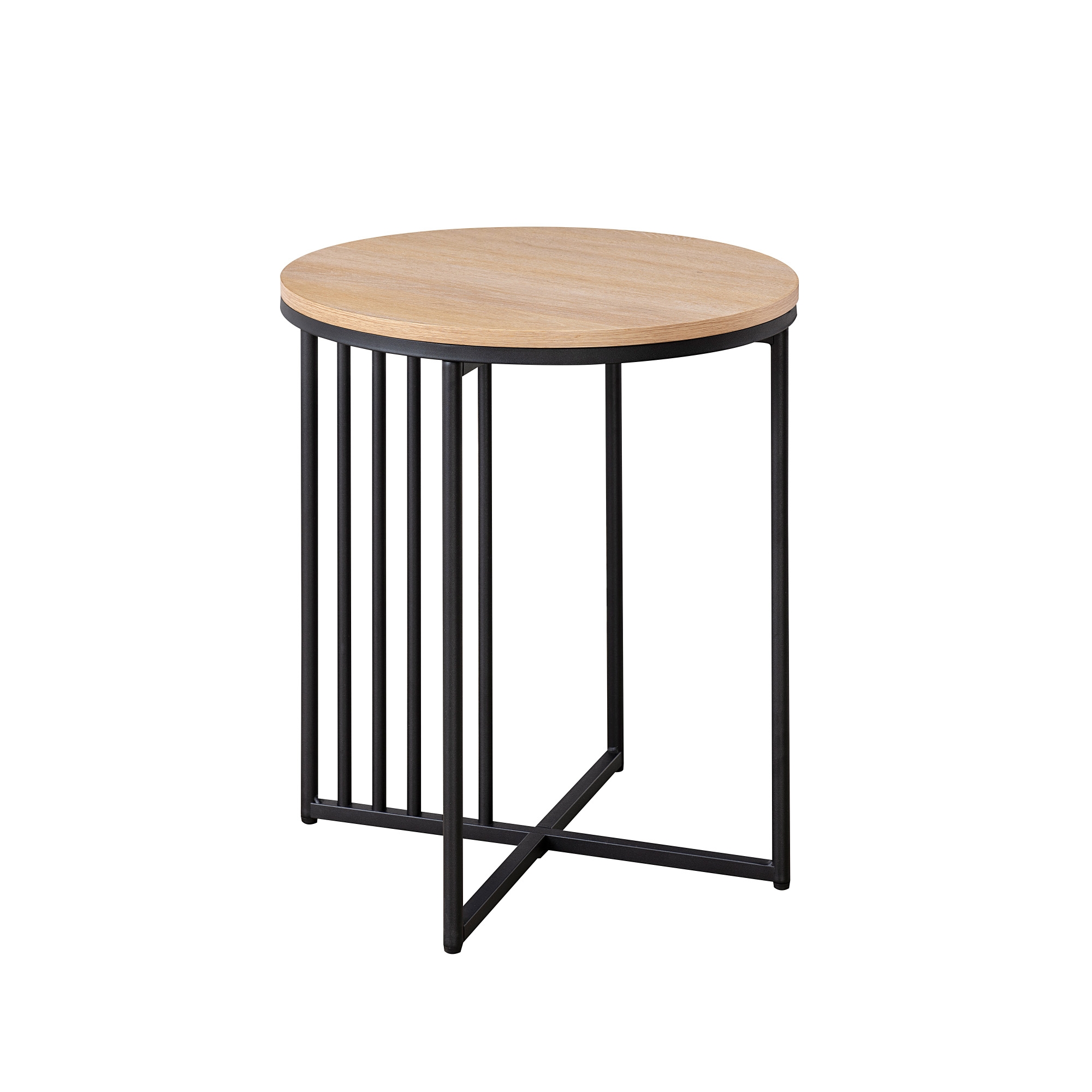 Minimalist Metal Slatted Side Table - Coastal Oak / Black - Image 5