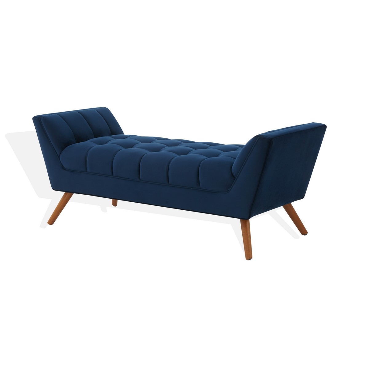 Damian Tufted Bench - Navy / Dark Brown - Image 4