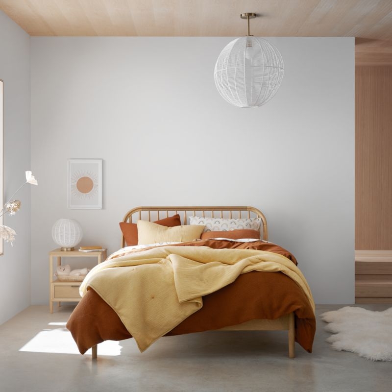 Bodie Spindle Natural Oak Wood Kids Queen Bed - Image 2