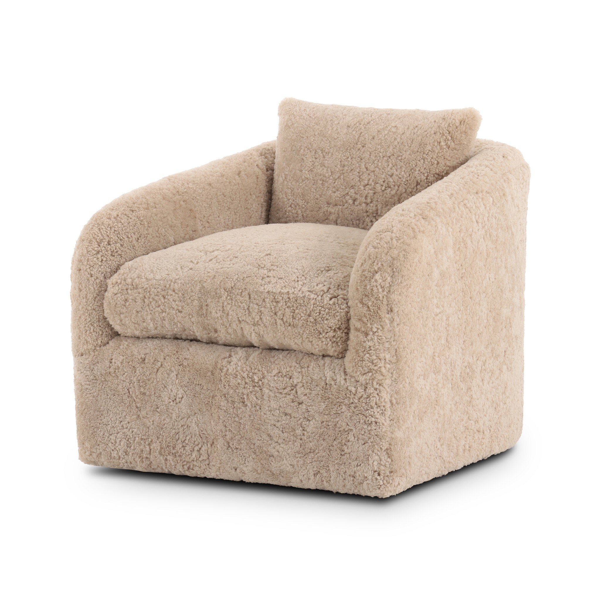 Topanga Swivel Chair - Beige Shearling - Image 1