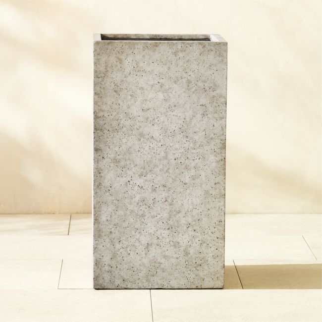 Ash Square Grey Cement Indoor/Outdoor Planter Tall - Image 0