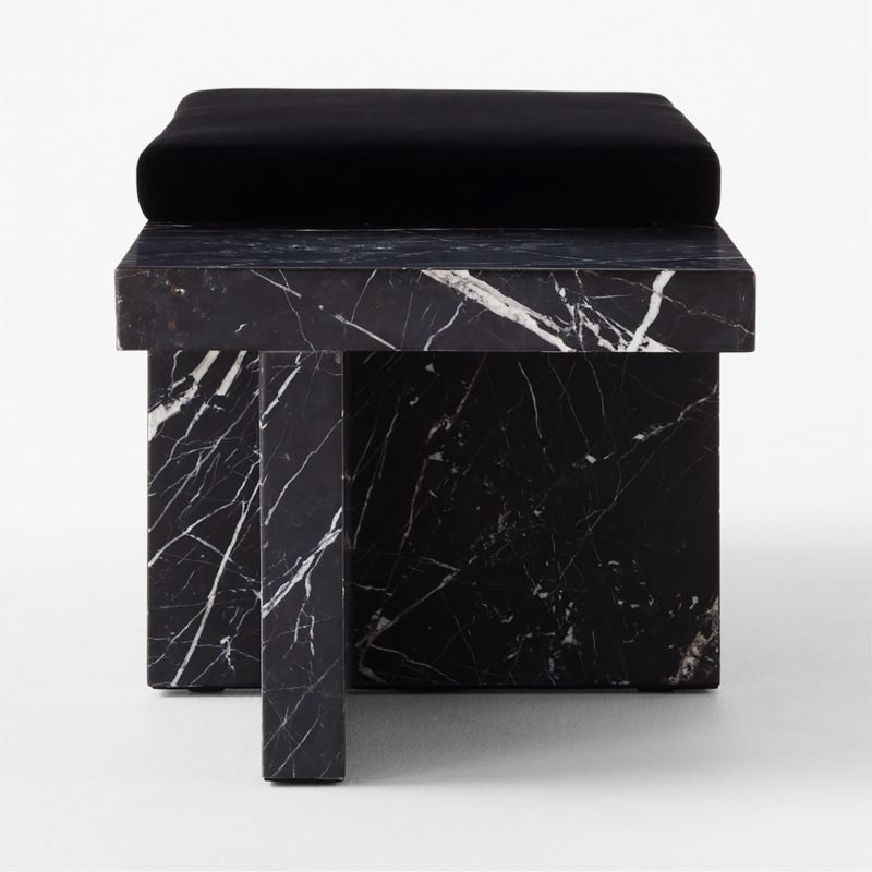 Pierre 60" Black Marble Bench with Velvet Cushion - Image 3