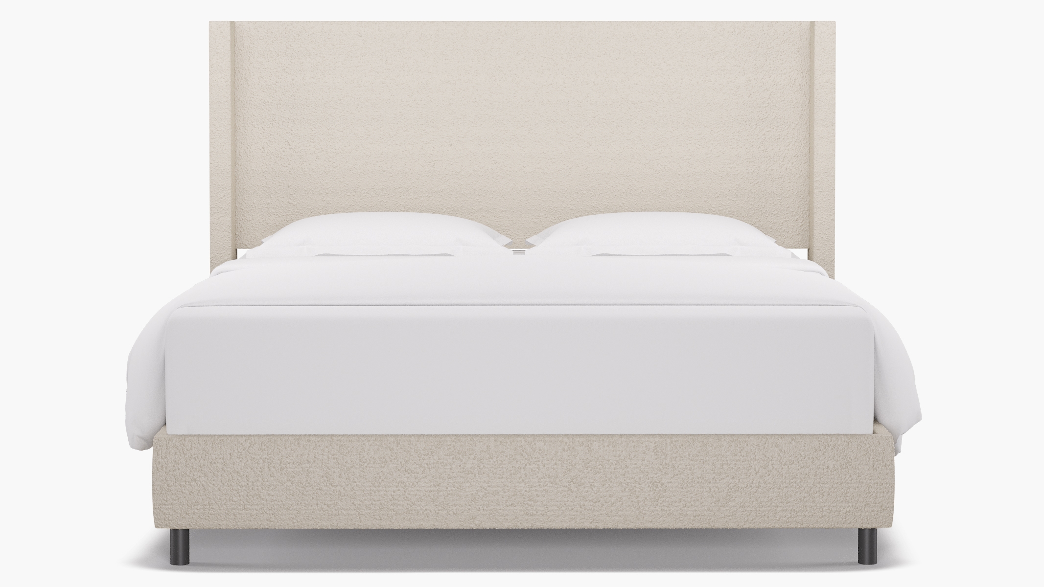 Modern Wingback Bed, Snow Bouclé, King - Image 0