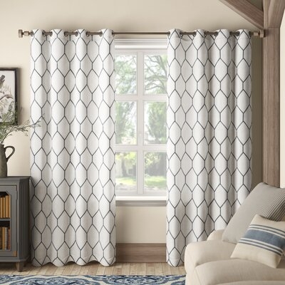 Putnam Geometric Semi-Sheer Grommet Single Curtain Panel - Image 0